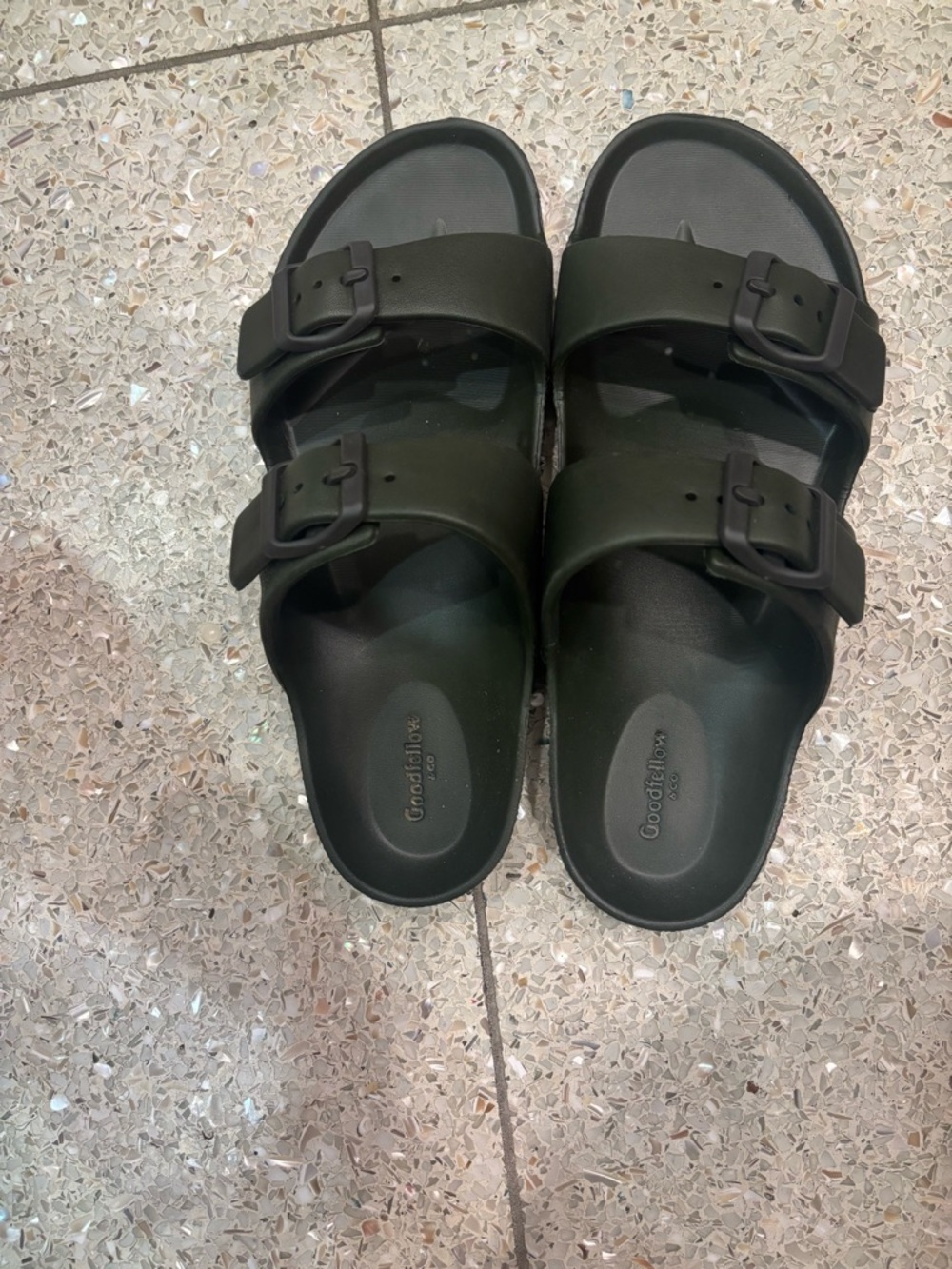 🌸 Goodfellow & Co Olive Green Double-Buckle Slide Sandals 🌸